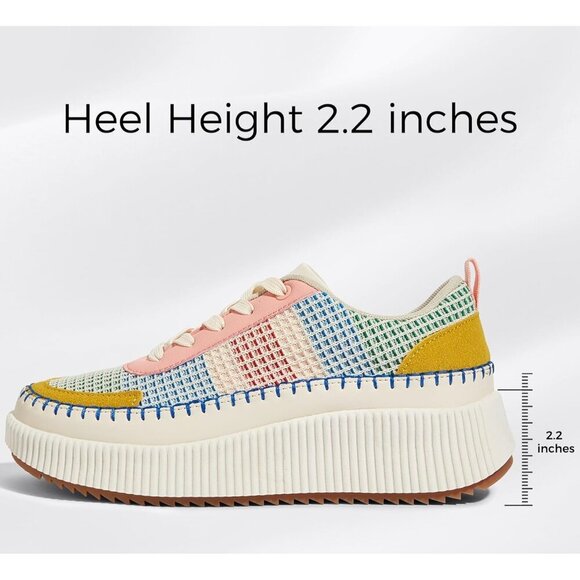 Lucky Step Women Multi Rhinestone Sparkly Chunky Retro Braided Casual Sneakers - Picture 3 of 9